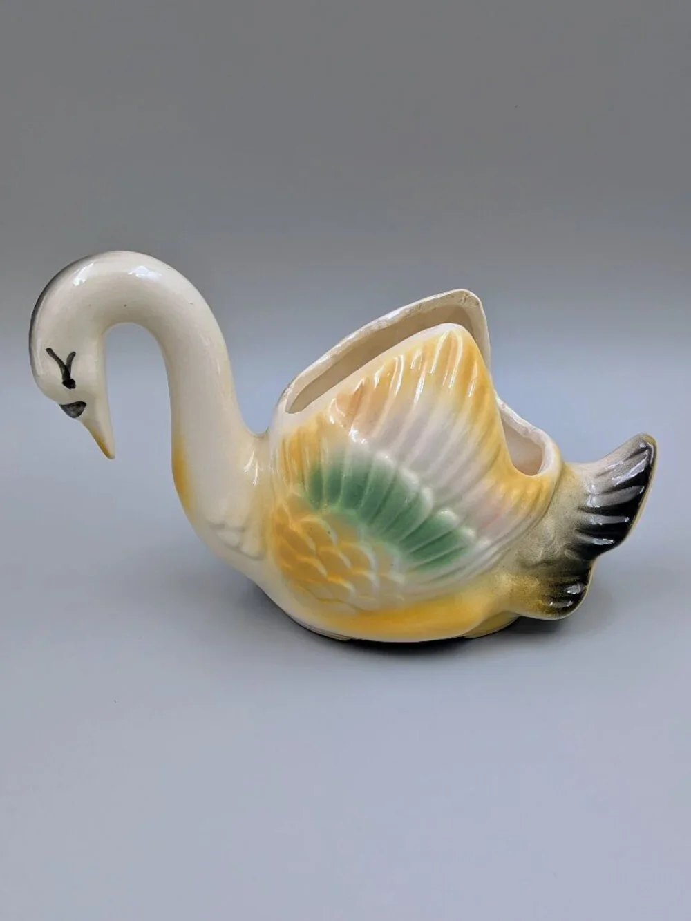 Vintage American Bisque Swan Planter USA 7001 -Midcentury Cottagecore Retro Home